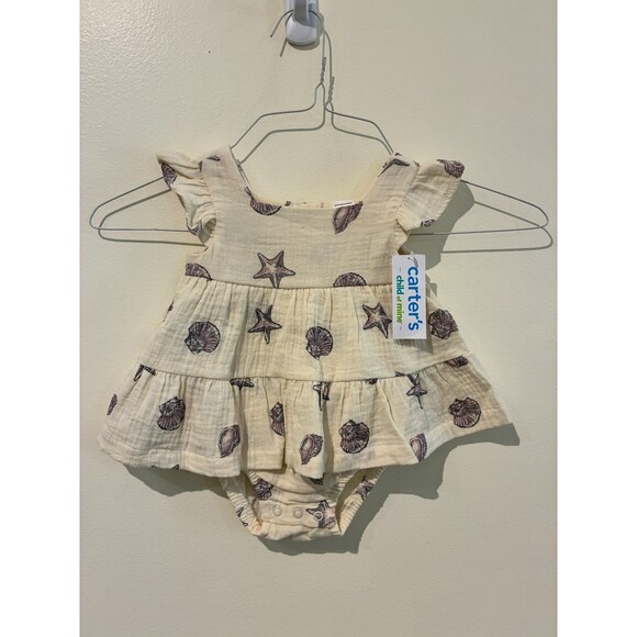 **3 for $20** NWT Carter's Child of Mine Cream Seashell Dress - 3-6M - Picture 1 of 3